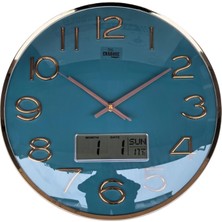 Enarose A57028 Duvar Saati – 40 cm Bombe Cam (Petrol Mavisi)