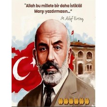 200X250 Ek Dikiş Kumaş Okul Panoları, Etkinlik Fon, 12 Mart Istiklal Marşı Panosu.