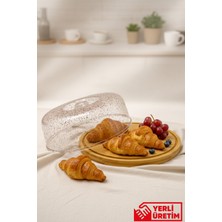 Feyza Design Bambu Tabanlı Büyük Benekli Kek Fanusu ve Pasta Sunumu Standı