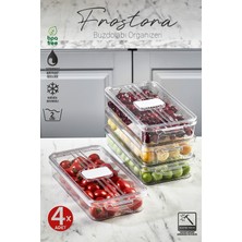 Feyza Design 4'lü Şeffaf 2l Frostora Buzdolabı Organizer ve Saklama Kabı Seti