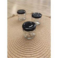 Feyza Design Şeffaf Cam Mini Kavanozlar, Siyah Kapaklı, 50 Adet, Bal ve Süs Kavanozu