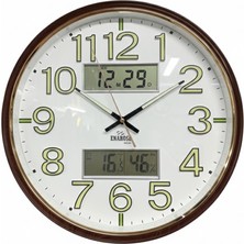 Enarose A576222T-2 (40 Cm) Fosforlu Sessiz Duvar Saati - Takvim, Isı ve Nem Ölçerli