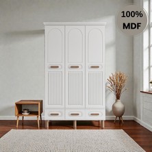 Flances Pera 3 Kapaklı Çekmeceli Mdf Gardırop