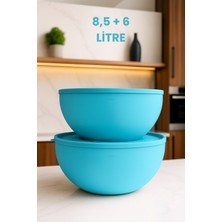 Feyza Design Yumuşak Kapaklı Saklama Kabı Seti, 8,5l ve 6l, Hamur ve Un Saklama