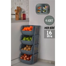 Feyza Design Çok Katlı Sebzelik ve Organizer, Gri, Büyük ve Pratik Tasarım