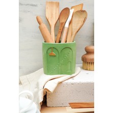 Feyza Design Yeşil Renkli Modern Tezgah Üstü Dik Kaşıklık, Şık ve Kullanışlı Tasarım