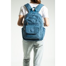 Nemo Group Turkuaz Unisex Okul Çantası, Crinkle Su Geçirmez Kumaş, Laptop Seyahat Sırt Çantası, 24 Lt, 40X30CM