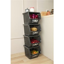 Feyza Design Modüler Sebze Düzenleyici Seti, Kapaklı, 29X32X25 Cm, 4'lü Organizer