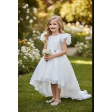 Gala Stil Gala Simli Arkası Uzun Kız Çocuk Elbise