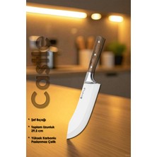 Castle Wood Serisi Ceviz Sap Mutfak Şef Bıçağı Et Ekmek Sebze Salata Şef Bıçak LZG-101