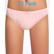 İlke Ilke 12'li TRANSFERLI,JAKARLI,%100 Pamuk,esnek,yumuşak,dantelli,bikini,slip-Külot