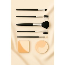 Özgürce 8 Parça Makyaj Fırça ve Sünger Seti – Profesyonel Aplikatör Takımı