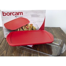 Feyza Design Silikon Kapaklı Dikdörtgen Borcam Tepsi, Dayanıklı ve Şık Tasarım