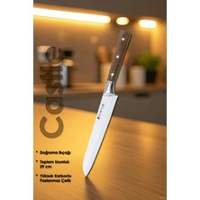 Castle Wood Serisi Ceviz Sap Doğrama Mutfak Şef Bıçağı Et Ekmek Sebze Salata Şef Bıçak LZG-102