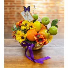 Sedosh Home Vision Sarı-Turuncu Papatya Aranjmanı Gold Saksıda 30X30X30 cm Dekoratif Yapay Çiçek