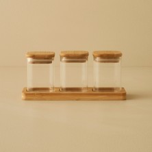 Feyza Design Bambu Baharatlık Seti 3'lü, Doğal ve Şık Mutfak Gereçleri