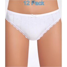 İlke Ilke 12'li TRANSFERLI,JAKARLI,%100 Pamuk,esnek,yumuşak,dantelli,bikini,slip-Külot