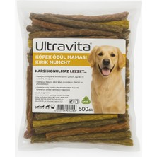 Ultravita 500GR Yüksek Proteinli Kurutulmuş Atıştırmalık Renkli Kırık Munchy Çubuk Köpek Ödül Maması