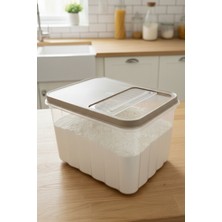 Feyza Design Büyük 16 Lt Şeffaf Saklama Kabı, Sürgülü Kapaklı, Un ve Bakliyat Için