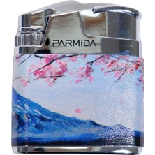 Parmida Tek Torch Pürmüz Sakura Desenli Çok Renkli Metal Puro Çakmağı