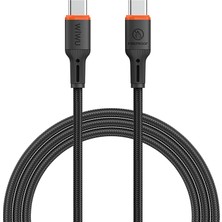 Wiwu WI-C098 Flameguard Serisi Type-C To Type-C Data ve Şarj Kablosu 60W 1.2m Siyah