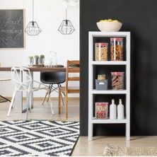 Trend Maison Dekoratif Plastik Çok Amaçlı Banyo Düzenleyici-Saksılık-Kitaplık-Çiçeklik 4 Katlı Beyaz