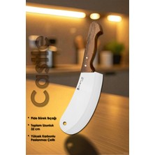 Castle Wood Serisi Ceviz Sap Mutfak Börek Pide Pizza Şef Bıçağı Et Ekmek Sebze Salata Şef Bıçak LZG-100