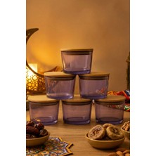 Feyza Design 6'lı Bambu Kapaklı Cam Kahvaltılık Kase Seti, Şık ve Dayanıklı