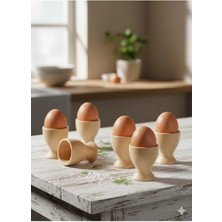 Feyza Design 6'lı Doğal Bambu Yumurta Sunum Standı, Rustik Kahvaltı Için El Işçiliği