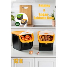 Feyza Design 2'li Çok Amaçlı Plastik Sebze ve Patates Saklama Kutusu Seti