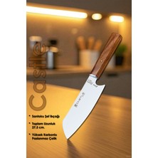 Castle Elit Serisi Bunka Ceviz Sap Uzak Doğu Mutfak Şef Bıçağı Et Ekmek Sebze Salata Şef Bıçak LZG-106