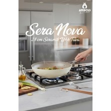 Amboss Sera Nova Doğal Seramik Wok Tava 28 cm 2.8 Litre - Latte
