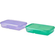 Feyza Design Lila-Yeşil Bölmeli Saklama Kabı Seti, 22X14X5 Cm, 2 Parça