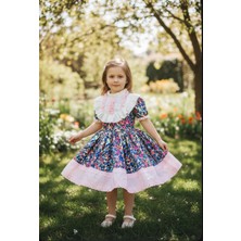 Gala Stil Gala Desenli Dantel Detaylı Çocuk Elbise