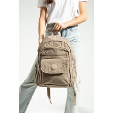 Nemo Group Açık Vizon Unisex Okul Çantası, Crinkle Su Geçirmez Kumaş, Laptop Seyahat Sırt Çantası, 24 Lt, 40X30CM