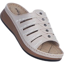 Apella 463-3 Sırma Bej Kadın Düz Terlik