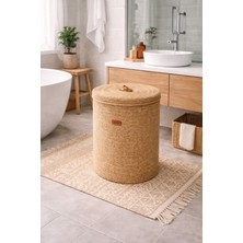 Nays Home Jüt Hasır Kapaklı Çamaşır Sepeti, 40X40KIRLI Sepet, Oyuncak Sepeti