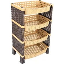 Feyza Design Şık Rattan 4'lü Eko Sebzelik Seti, Doğal ve Dayanıklı Tasarım