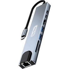 Go-Des Go Des GD-9218 Type-C Bağlantılı 8in1 Usb3.0/pd/hdmi 4K Ultra HD/RJ45/SD/TF Bağlantılı Hub Adaptör