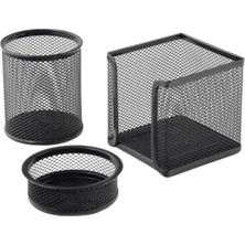 Özgürce Siyah Metal Masa Üstü Seti, Ataşlık, Küpnotluk, Mlik 3'lü Set