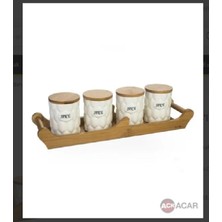 Feyza Design Bambu 4'lü Baharat Takımı, Şık ve Kullanışlı Mutfak Seti