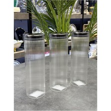 Feyza Design Şık ve Dayanıklı 3'lü Borosilikat Cam Kavanoz Seti