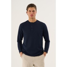  Düğmeli Yaka Uzun Kollu Sweatshirt