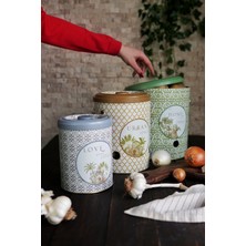 Feyza Design Çok Amaçlı Metal Sebze Kovası Seti, 3’lü, Sarımsaklık ve Sebzelik Kombinasyonu