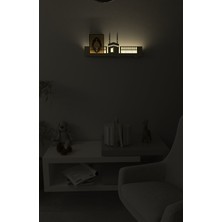Wallover Design Özel Metal Lazer Kesim 2 mm Kalınlık Islami Kabe Temalı Kablosuz Pilli Ledli Duvar Rafı (Piller Hediye)