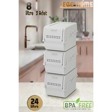 Feyza Design 3'lü 8 Lt ve 24 Lt Gri Sebzelik Seti, Organizer ve Banyo Düzeni
