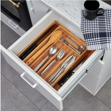 Feyza Design Bambu Çekmece Içi Ayarlanabilir Kaşıklık, Düzenli ve Şık Saklama Çözümü