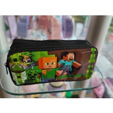Özgürce Minecraft Temalı Çift Bölmeli Renkli Kalem Çantası, Pratik ve Şık Tasarım