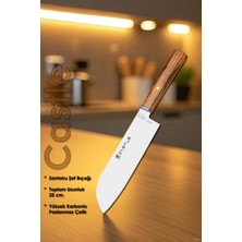 Castle Elit Serisi Santoku Ceviz Sap Uzak Doğu Mutfak Şef Bıçağı Et Ekmek Sebze Salata Şef Bıçak LZG-107