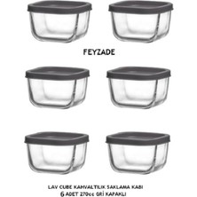 Feyza Design Pratik Kahvaltılık Saklama Kabı Seti 6'lı 270CC Gri Kapaklı